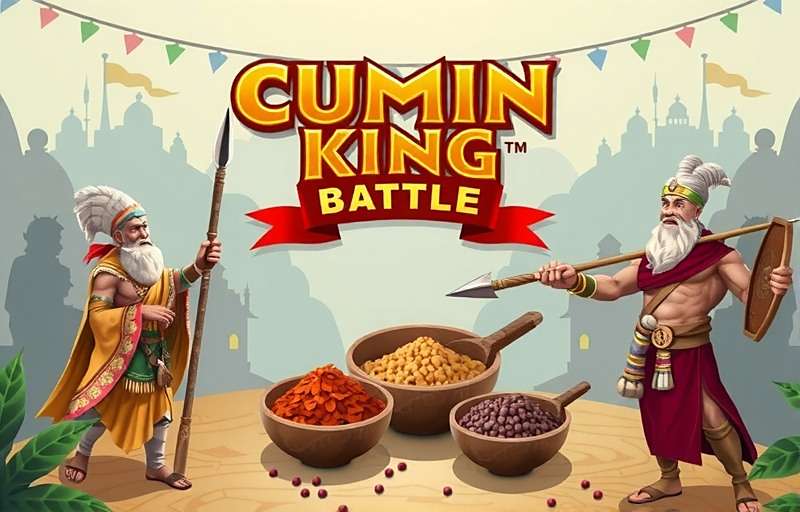 Cumin King Battle Official Cover Cumin King Battle game cover featuring Indian spices and warrior characters