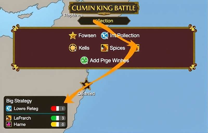 Cumin King Battle Strategy Guide Cumin King Battle strategy guide showing optimal spice collection routes