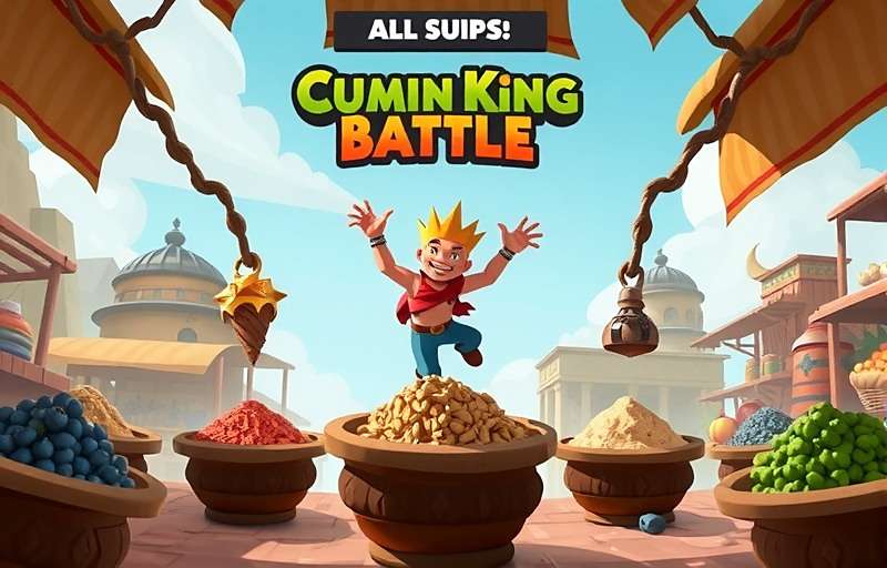 Cumin King Battle Gameplay Cumin King Battle gameplay showing spice collection and battles in a market setting